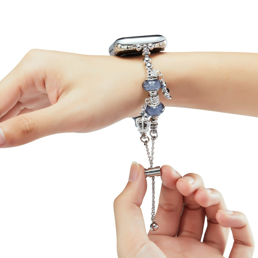 Mega Godt Metal Og Rhinsten Universal Rem passer til Apple Smartwatch - Sølv#serie_3