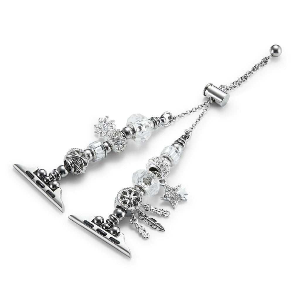 Mega Godt Metal Og Rhinsten Universal Rem passer til Apple Smartwatch - Sølv#serie_4