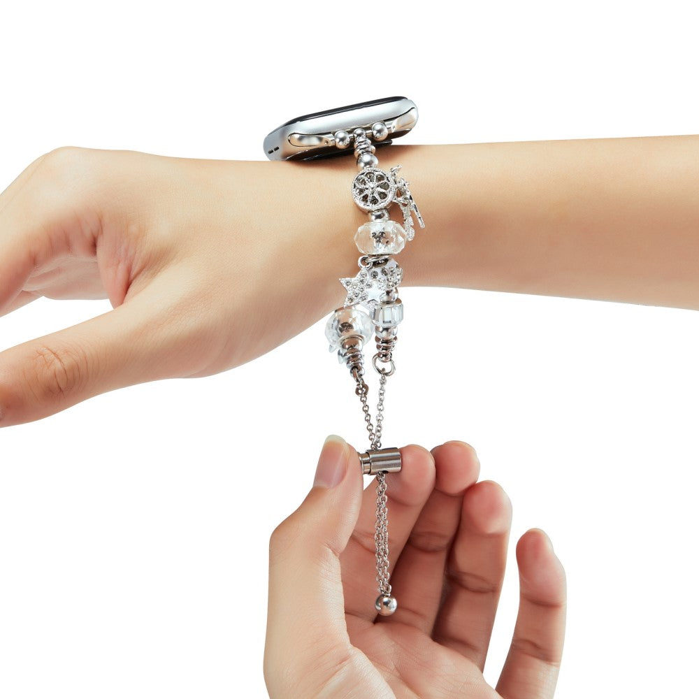 Mega Godt Metal Og Rhinsten Universal Rem passer til Apple Smartwatch - Sølv#serie_4