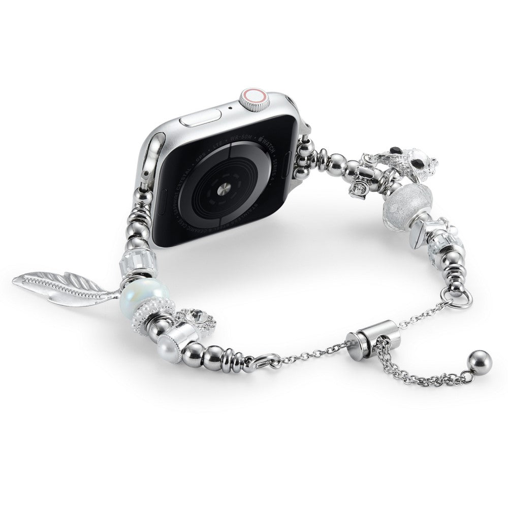 Mega Godt Metal Og Rhinsten Universal Rem passer til Apple Smartwatch - Sølv#serie_5