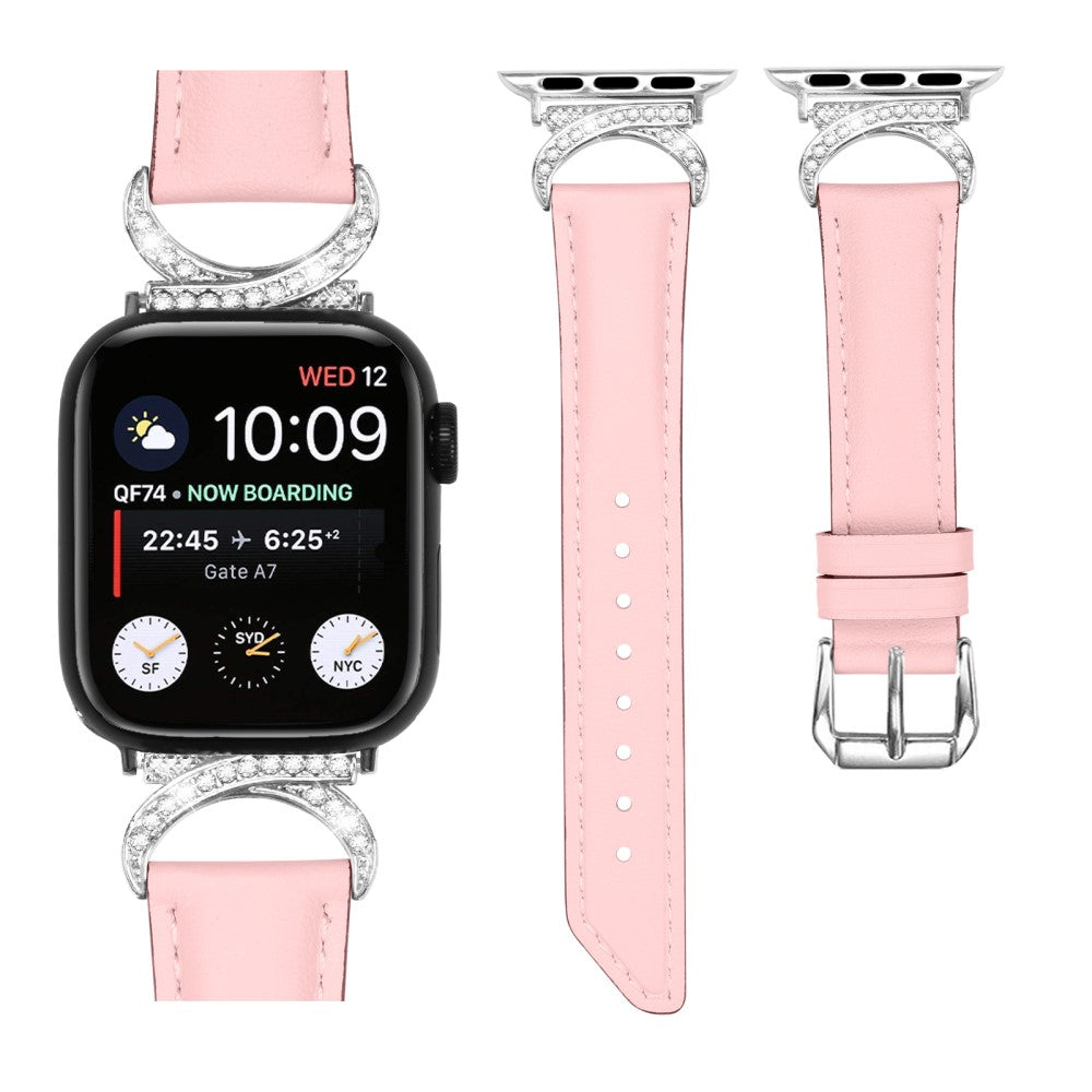 Helt Vildt Skøn Ægte Læder Universal Rem passer til Apple Smartwatch - Pink#serie_2