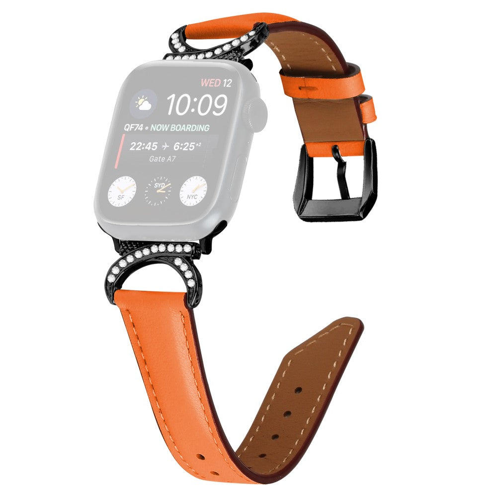 Helt Vildt Sejt Γgte LΓ¦der Universal Rem passer til Apple Smartwatch - Orange#serie_1