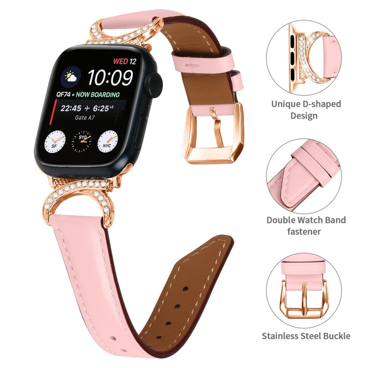 Meget Fint Ægte Læder Universal Rem passer til Apple Smartwatch - Pink#serie_2