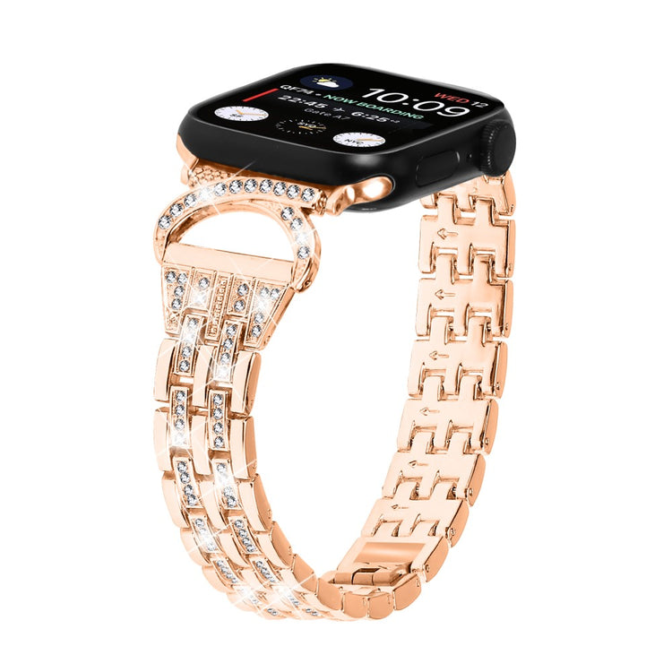 Super Sejt Metal Og Rhinsten Universal Rem passer til Apple Smartwatch - Pink#serie_2