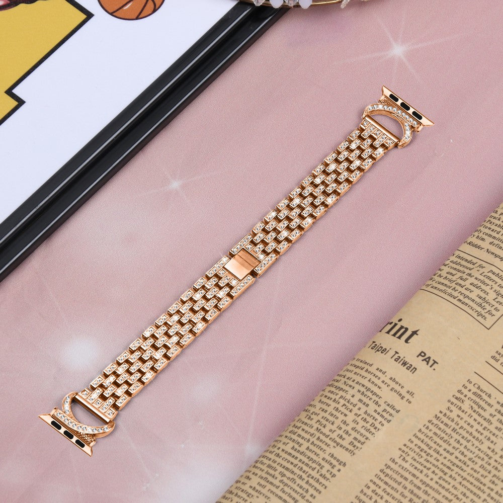 Super Sejt Metal Og Rhinsten Universal Rem passer til Apple Smartwatch - Pink#serie_2