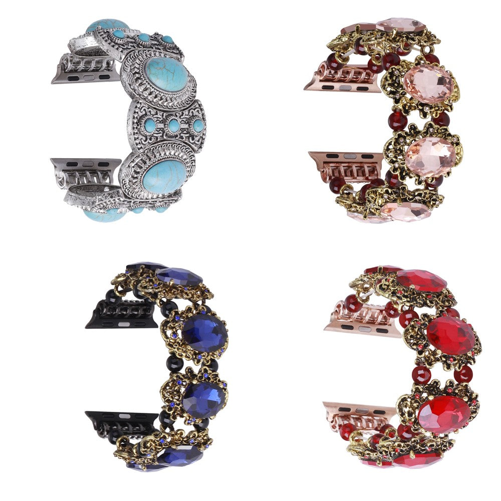 Nydelig Plastik Og Rhinsten Universal Rem passer til Apple Smartwatch - Grøn#serie_2