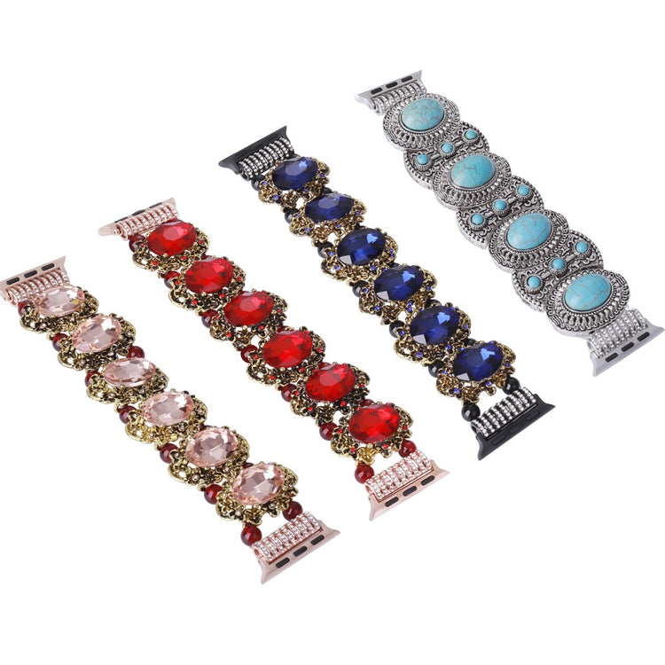 Nydelig Plastik Og Rhinsten Universal Rem passer til Apple Smartwatch - Blå#serie_4