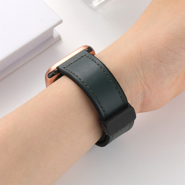 Fed Kunstlæder Og Silikone Universal Rem passer til Apple Smartwatch - Grøn#serie_2
