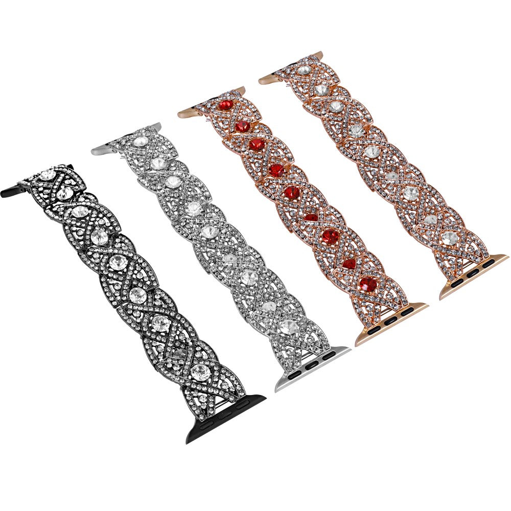 Meget Flot Metal Og Rhinsten Universal Rem passer til Apple Smartwatch - Rød#serie_1