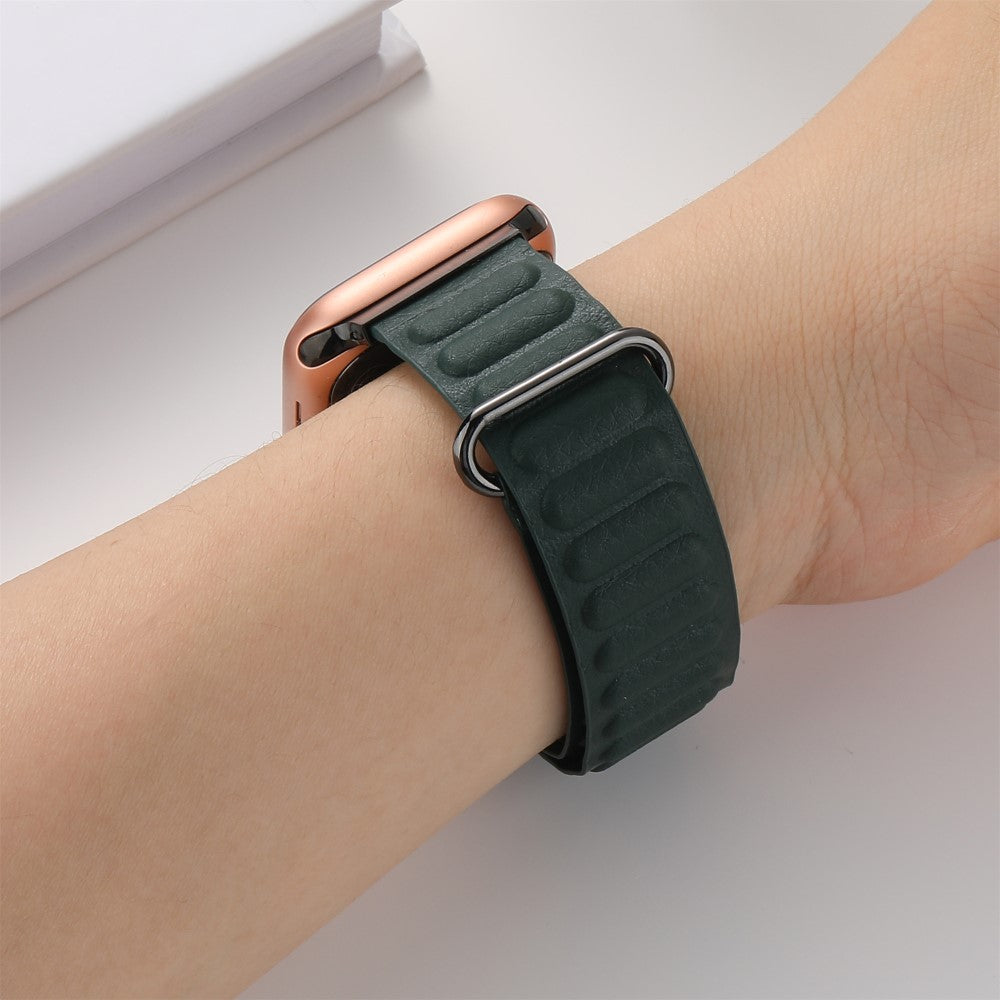 Rigtigt Kønt Ægte Læder Universal Rem passer til Apple Smartwatch - Grøn#serie_5