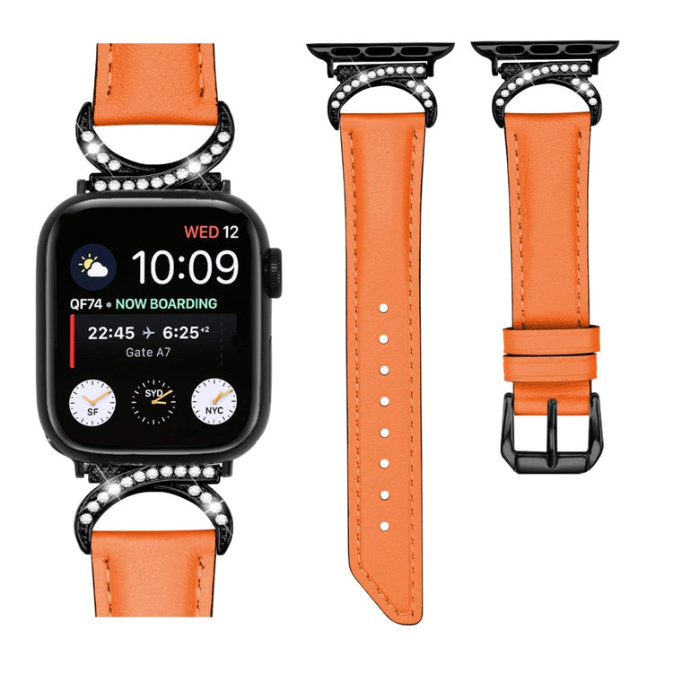 Helt Vildt Pænt Ægte Læder Universal Rem passer til Apple Smartwatch - Orange#serie_1