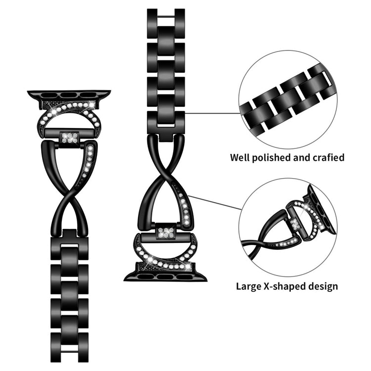 Supercool Metal Universal Rem passer til Apple Smartwatch - Sort#serie_2