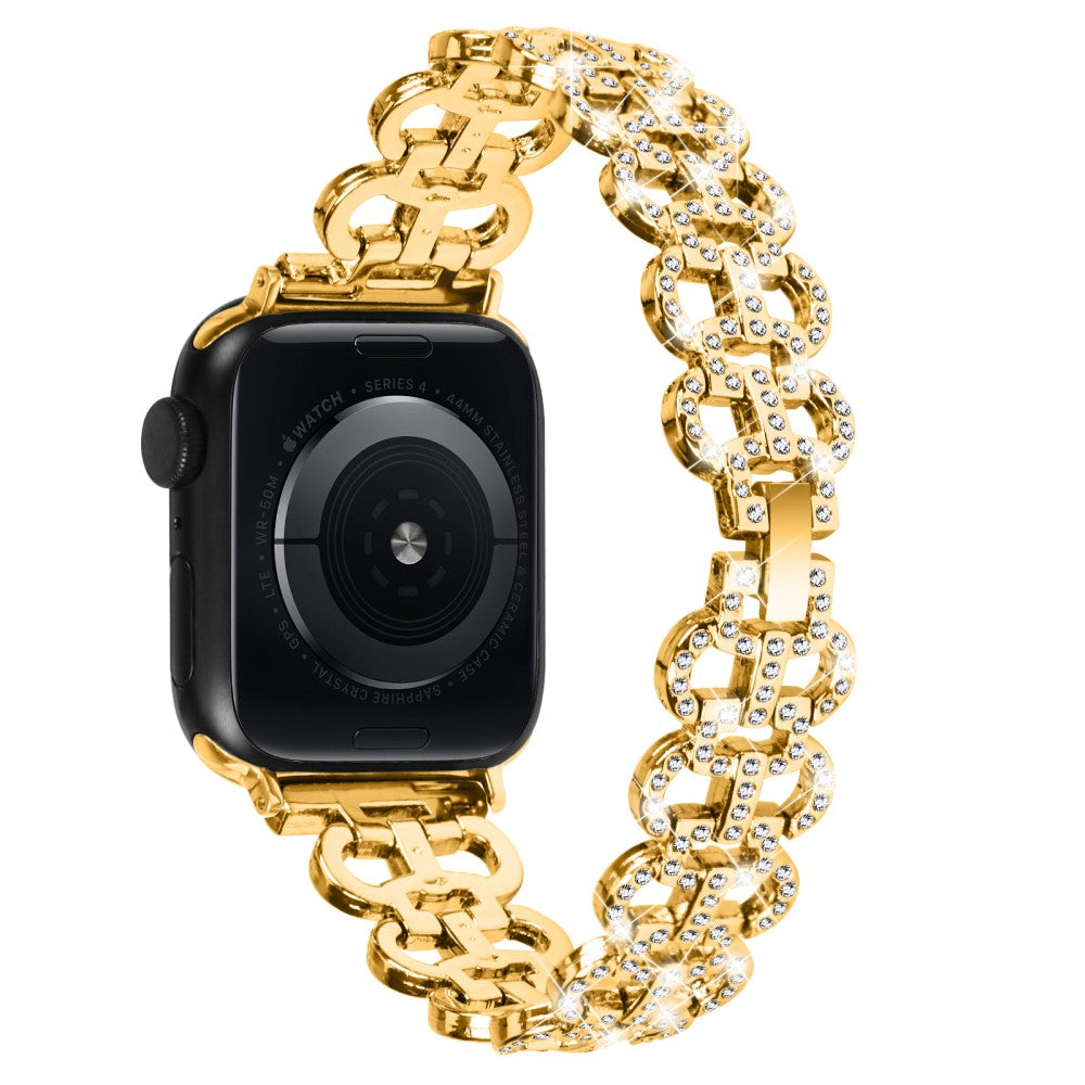 Super Fed Metal Og Rhinsten Universal Rem passer til Apple Smartwatch - Guld#serie_1