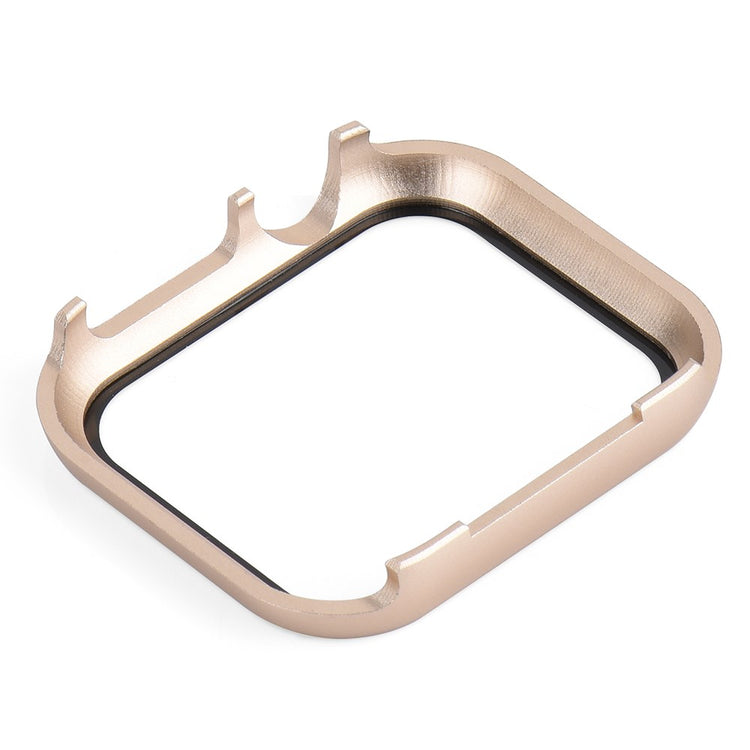Mega Fed Universal Cover med Skærmbeskytter i Metal og Hærdet Glas passer til Apple Smartwatch - Guld#serie_3