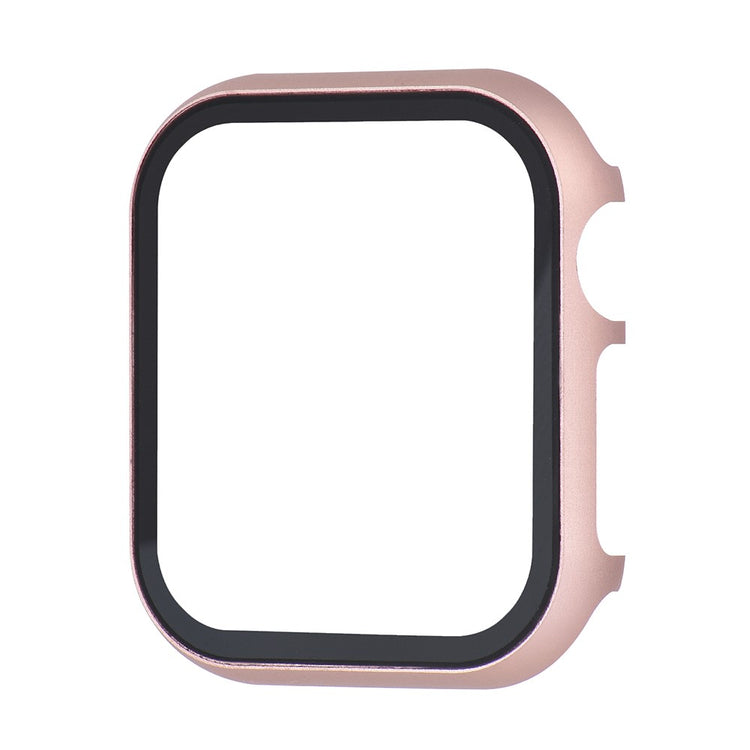 Mega Fed Universal Cover med Skærmbeskytter i Metal og Hærdet Glas passer til Apple Smartwatch - Pink#serie_4