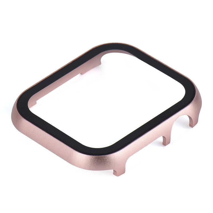 Mega Fed Universal Cover med Skærmbeskytter i Metal og Hærdet Glas passer til Apple Smartwatch - Pink#serie_4