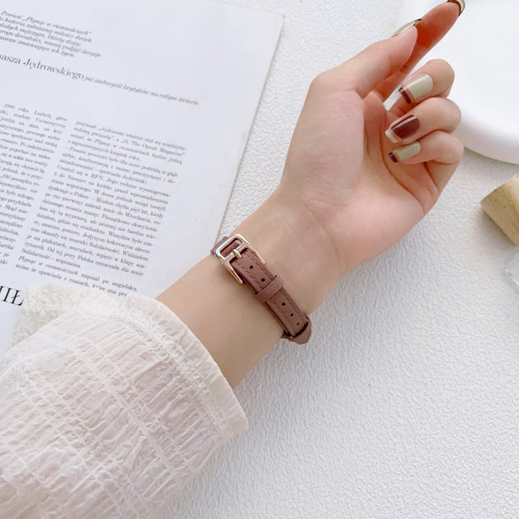 Stilren Ægte Læder Og Metal Universal Rem passer til Apple Smartwatch - Brun#serie_3
