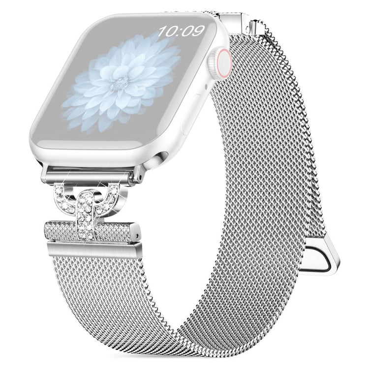 Apple Watch Series 9 45mm / Ultra 2 rhinestone S-shape milanese stainless steel strap - Silver#serie_1