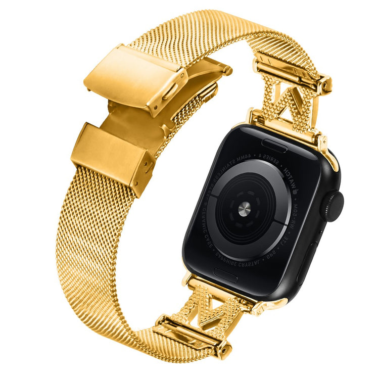 Apple Watch Series 9 45mm / Ultra 2 rhinestone milanese stainless steel strap - Gold#serie_1