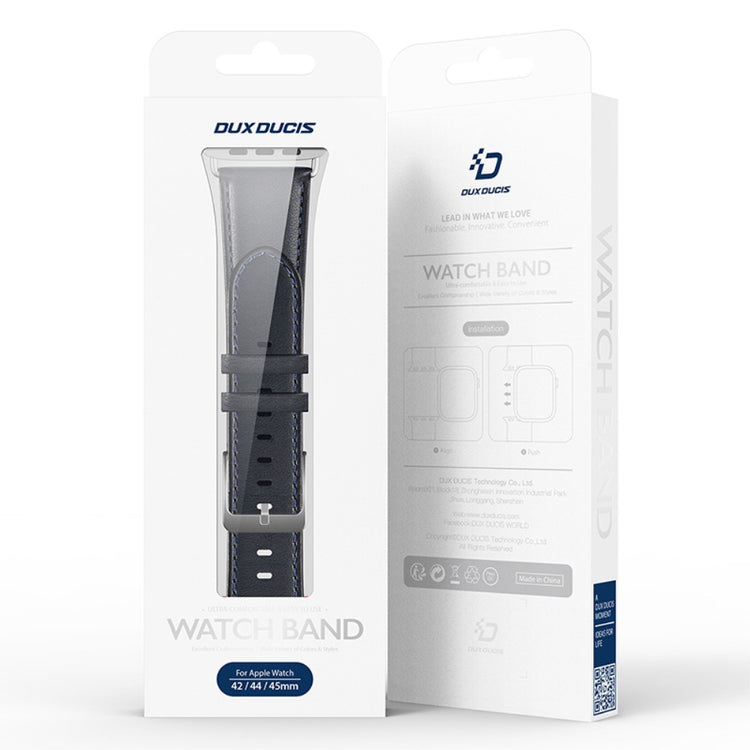 Skøn Metal Og Kunstlæder Universal Rem passer til Apple Smartwatch - Blå#serie_2