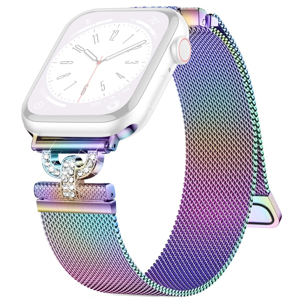 Apple Watch Series 9 41mm rhinestone S-shape milanese stainless steel strap - Colorful#serie_3