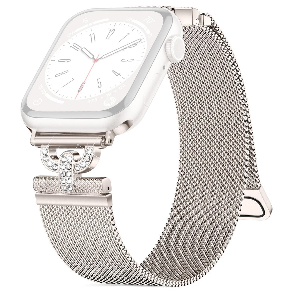 Apple Watch Series 9 41mm rhinestone S-shape milanese stainless steel strap - Starlight Color#serie_4