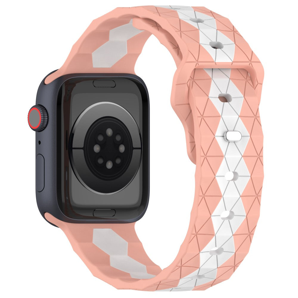Apple Watch Series 9 41mm football pattern silicone strap - Pink+White#serie_4