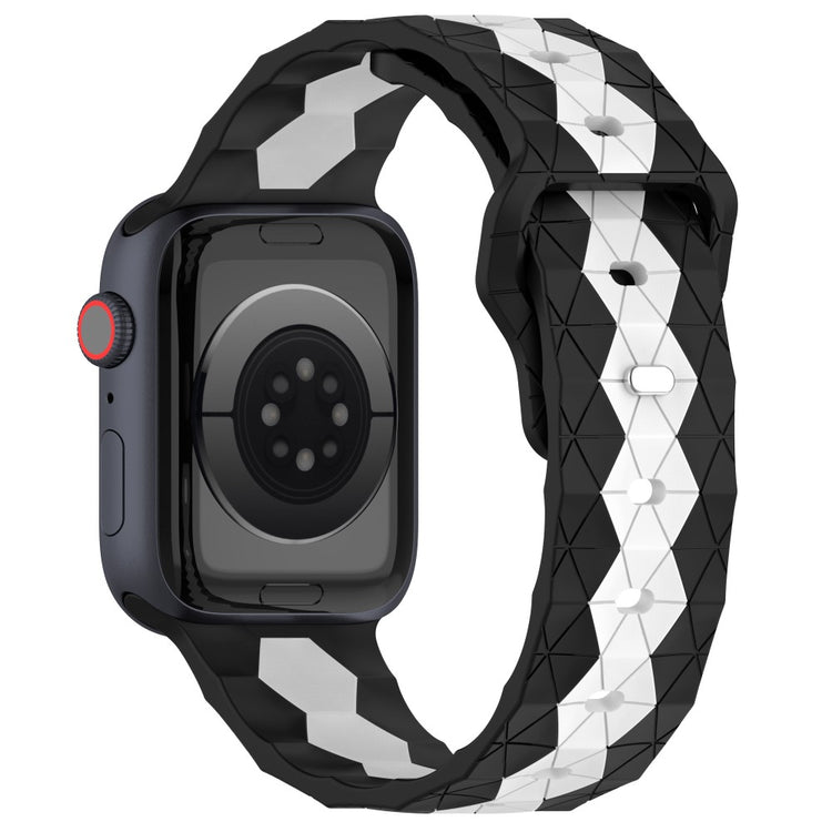 Apple Watch Series 9 41mm football pattern silicone strap - Black+White#serie_6