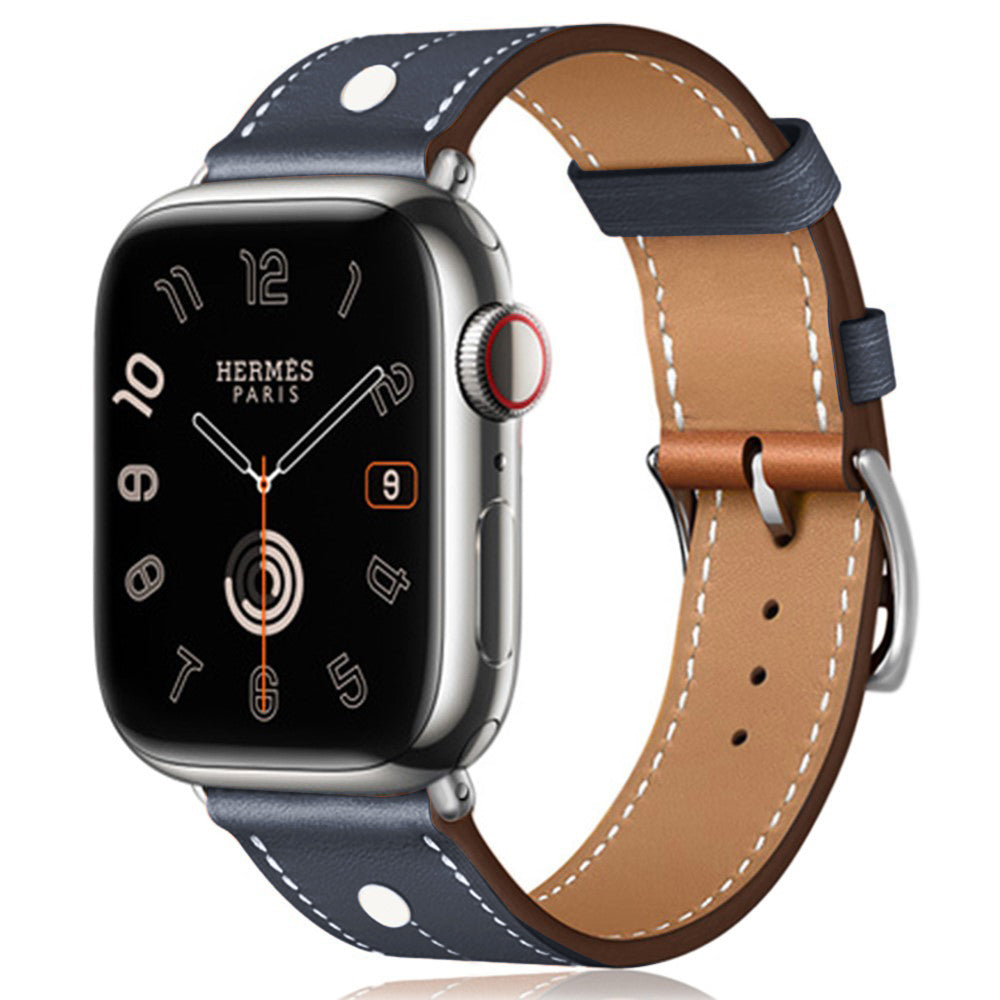 Apple Watch Series 41mm / 40mm / 38mm Rivet Decor Watch Band Genuine Cow Leather Strap - Blue#serie_5