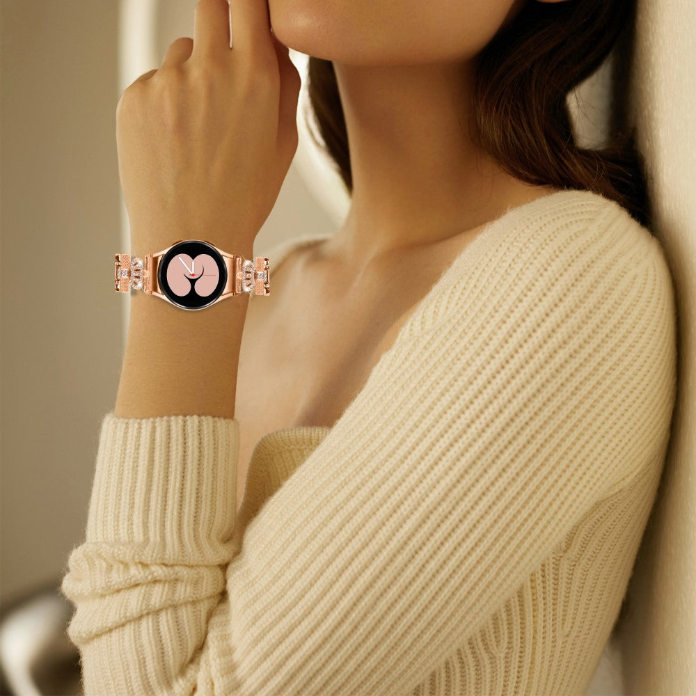 20mm Samsung Galaxy Watch 5 / 4 X-Shape in crown rhinestone décor alloy strap - Rose Gold#serie_2