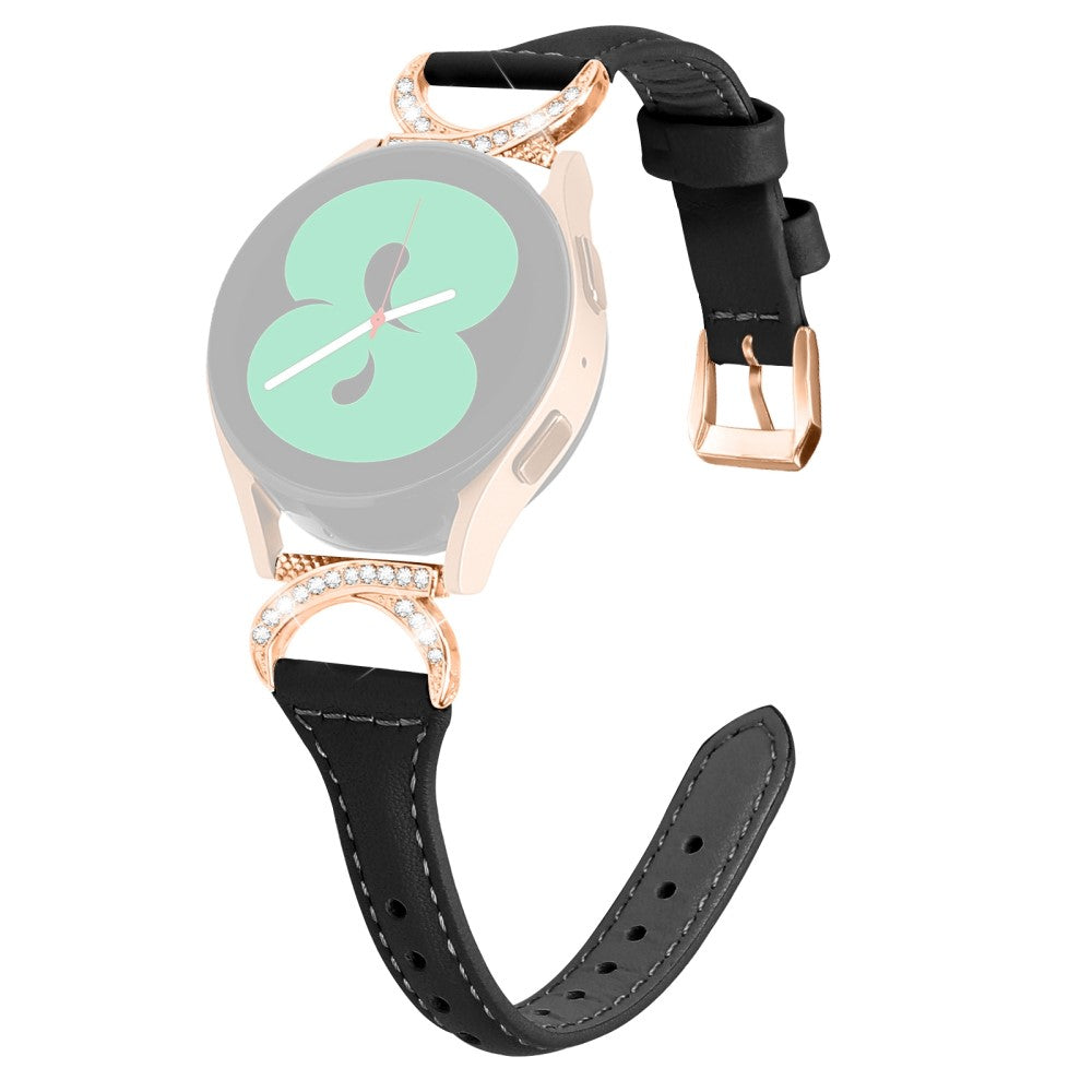 Fed Γgte LΓ¦der Og Rhinsten Universal Rem passer til Samsung Smartwatch - Sort#serie_1