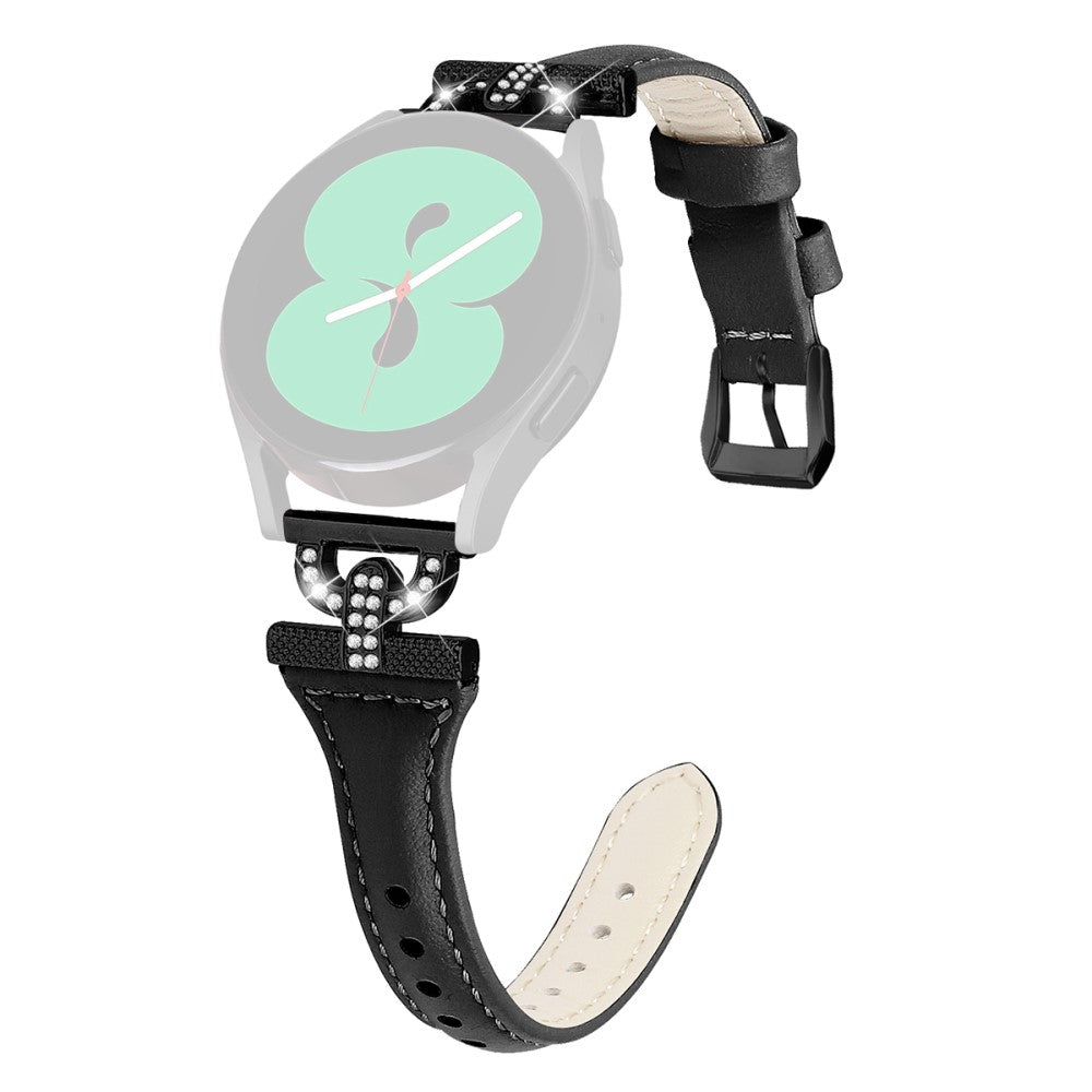 Fed Γgte LΓ¦der Og Rhinsten Universal Rem passer til Samsung Smartwatch - Sort#serie_144