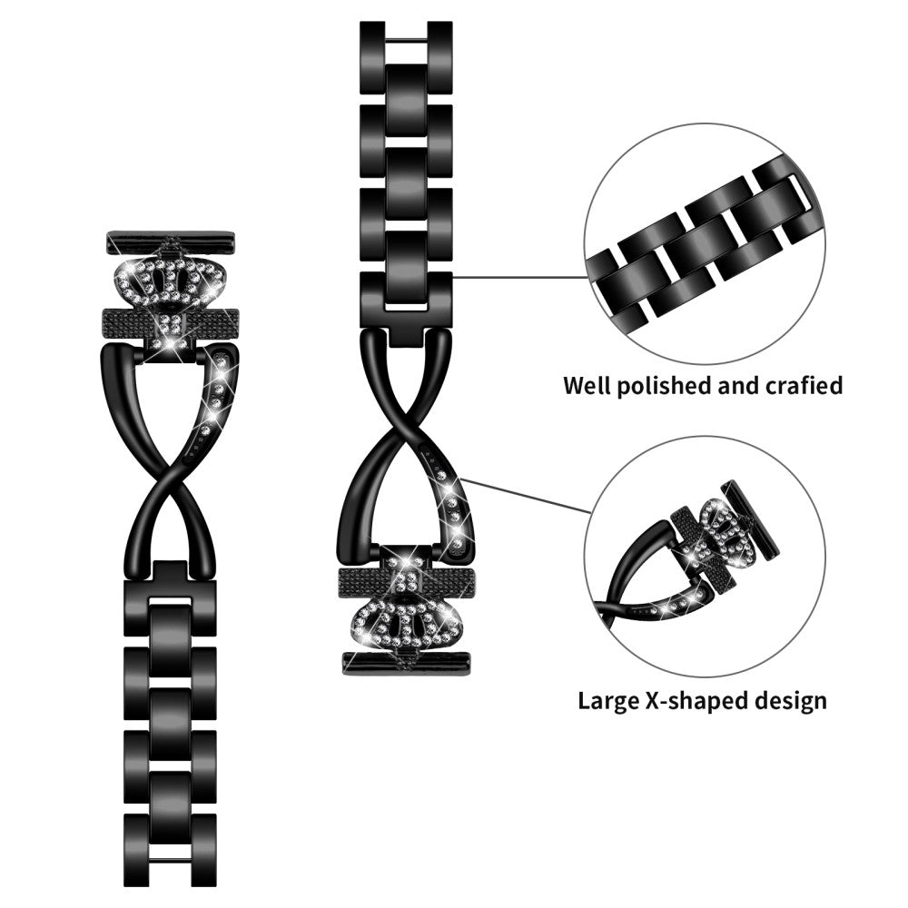 Godt Metal Og Rhinsten Universal Rem passer til Samsung Smartwatch - Sort#serie_1