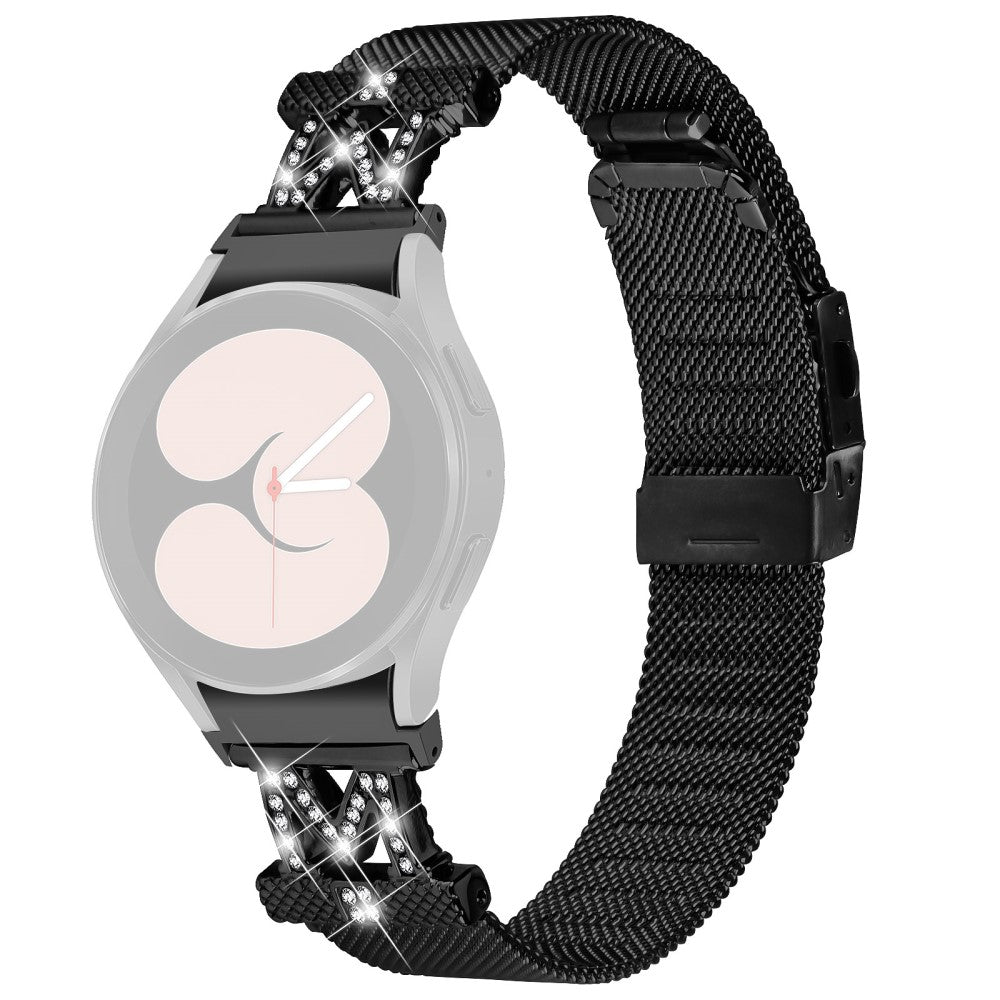 Samsung Galaxy Watch 6 / 6 Classic rhinestone décor stainless steel strap with connector - Black#serie_1