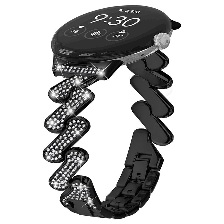 Helt Vildt Fint Metal Og Rhinsten Rem passer til Google Pixel Watch - Sort#serie_1