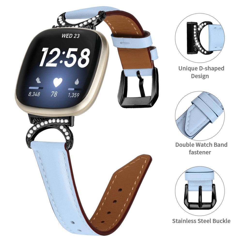 Komfortabel Kunstlæder Universal Rem passer til Fitbit Smartwatch - Blå#serie_4