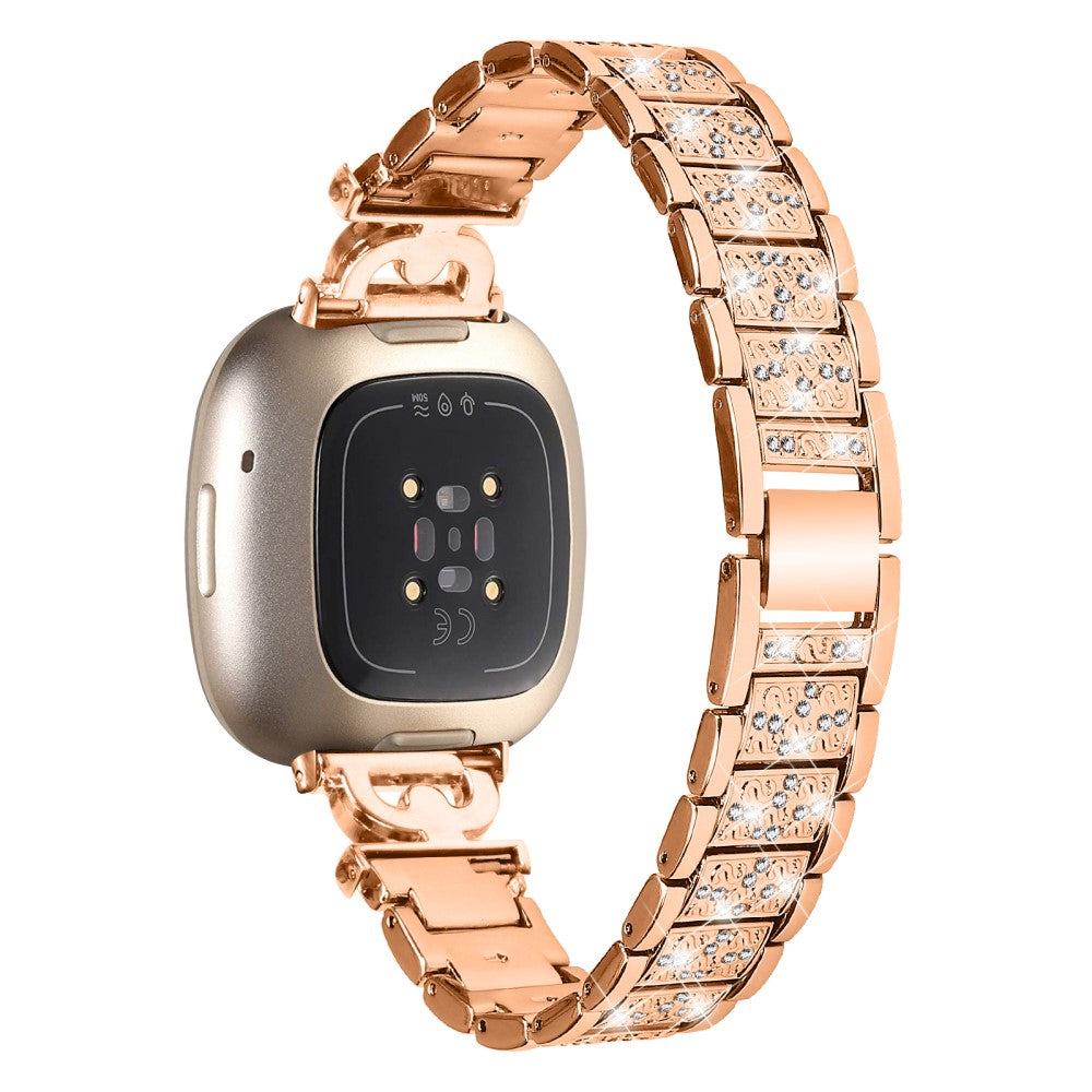 Fitbit Sense Versa rhinestone stainless steel strap Rose Gold