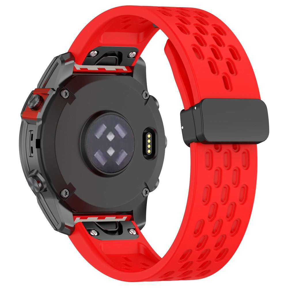 26mm multi-hole style silicone strap with buckle for Garmin Watch - Red#serie_4