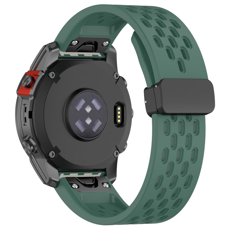 26mm multi-hole style silicone strap with buckle for Garmin Watch - Dark Green#serie_7