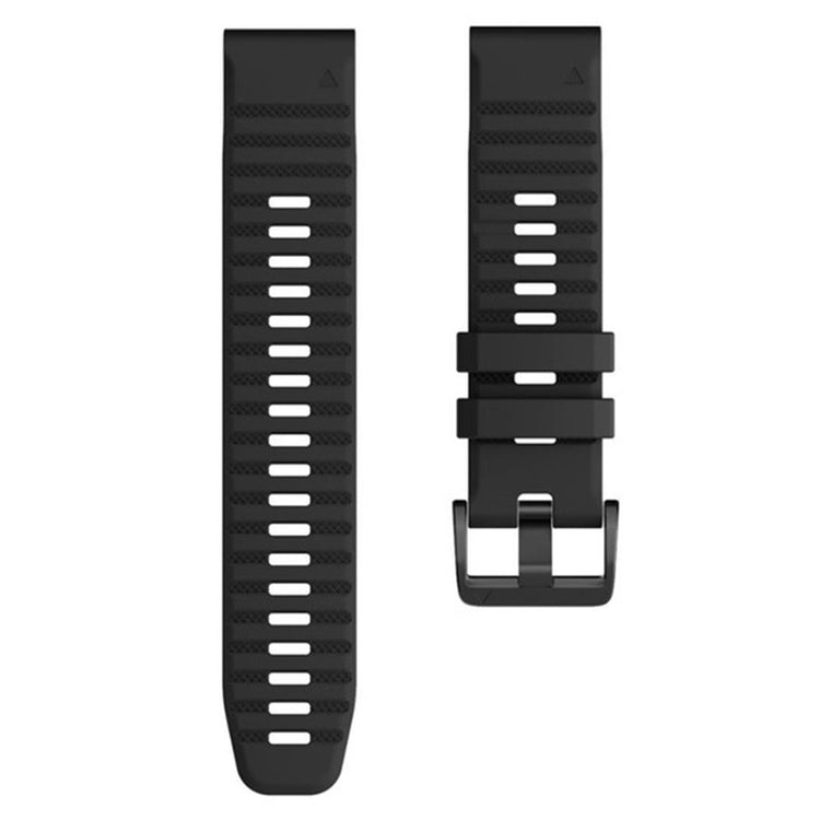 26mm simple stripe silicone strap with black buckle for Garmin watch - Black#serie_1