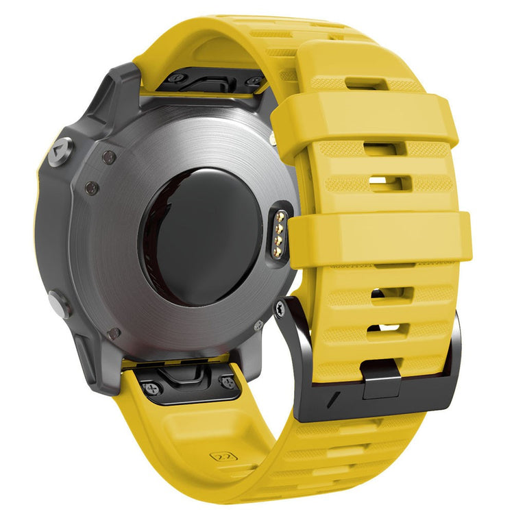 26mm simple stripe silicone strap with black buckle for Garmin watch - Yellow#serie_10