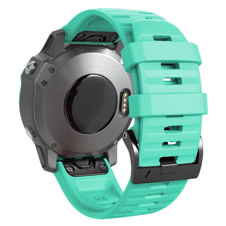 26mm simple stripe silicone strap with black buckle for Garmin watch - Teal Green#serie_14