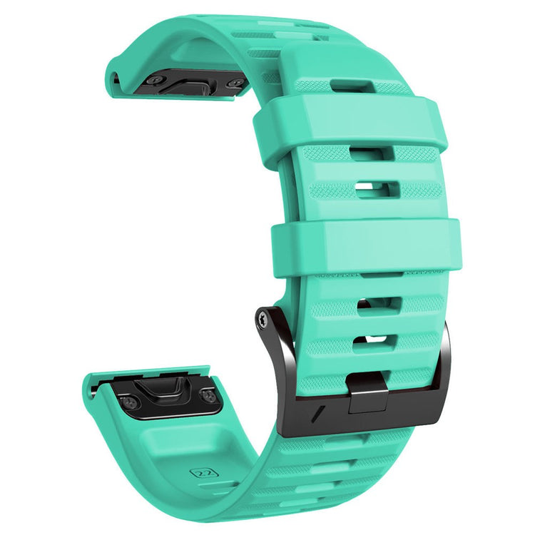 26mm simple stripe silicone strap with black buckle for Garmin watch - Teal Green#serie_14