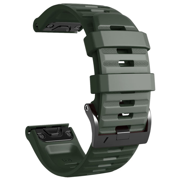 26mm simple stripe silicone strap with black buckle for Garmin watch - Army Green#serie_2