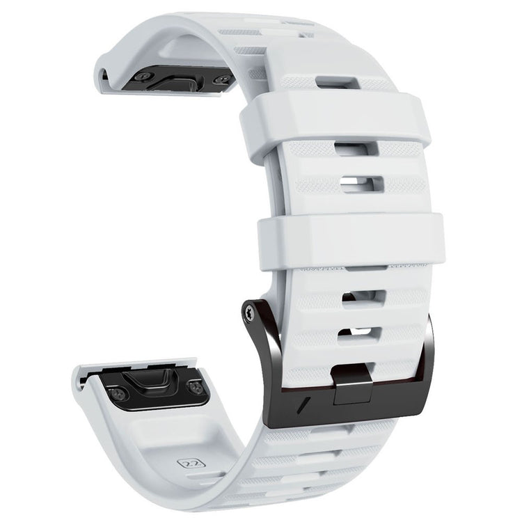 26mm simple stripe silicone strap with black buckle for Garmin watch - White#serie_6