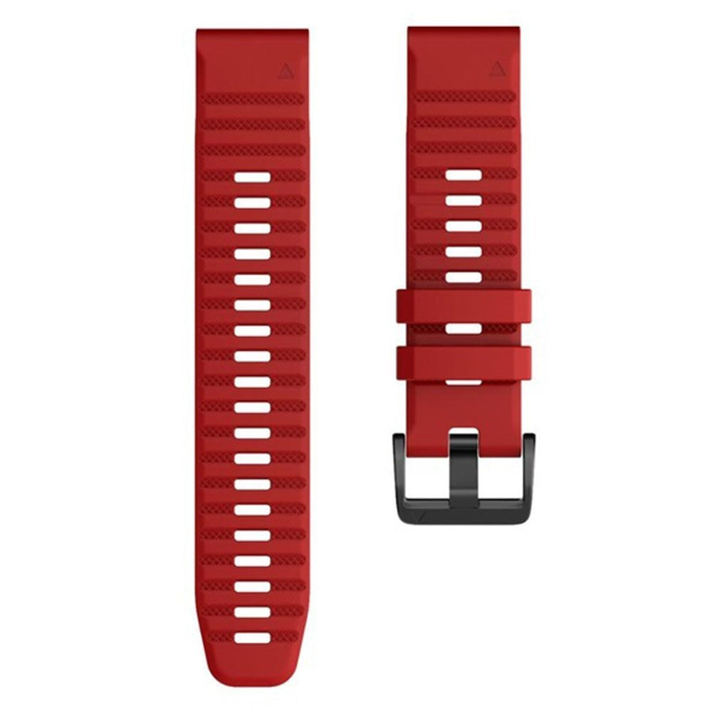 26mm simple stripe silicone strap with black buckle for Garmin watch - Red#serie_9