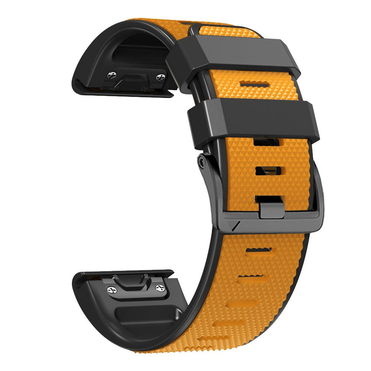 22mm dual-color lozenge style silicone strap for Amazfit / Garmin / Coros watch - Orange+Black#serie_1