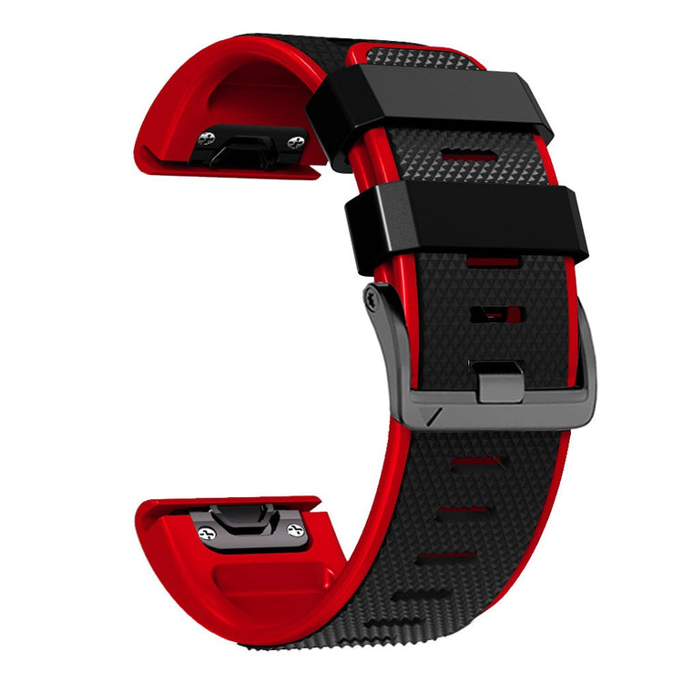 22mm dual-color lozenge style silicone strap for Amazfit / Garmin / Coros watch - Black+Red#serie_4