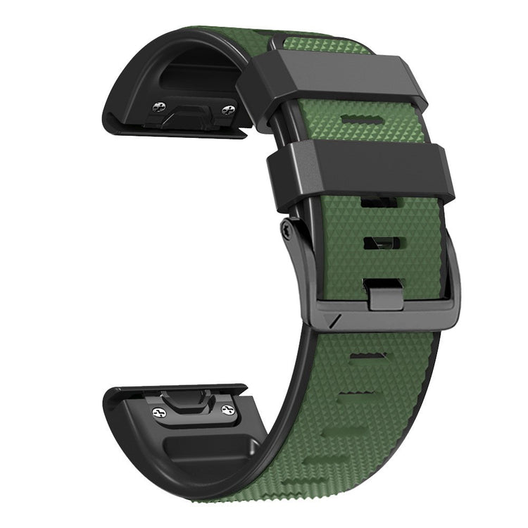22mm dual-color lozenge style silicone strap for Amazfit / Garmin / Coros watch - Army Green+Black#serie_8