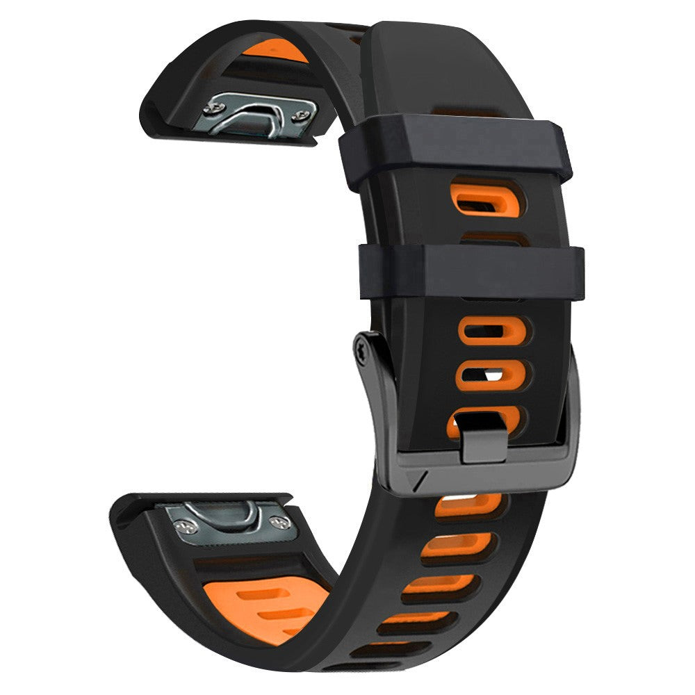 22mm dual-color silicone strap for Amazfit / Garmin / Coros watch - Black+Orange#serie_2